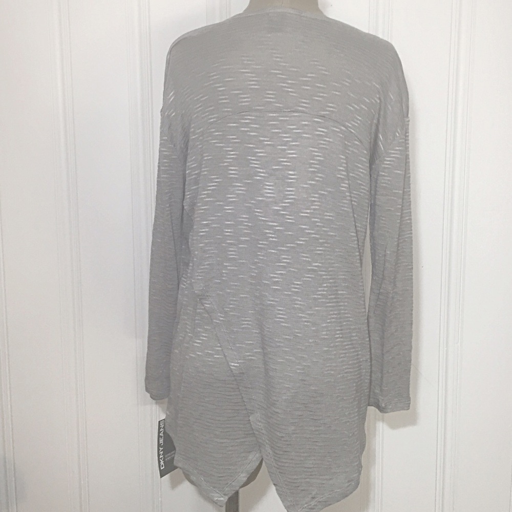 DKNY Gray Envelope Back Long Sleeve Tunic Top - Picture 3 of 4